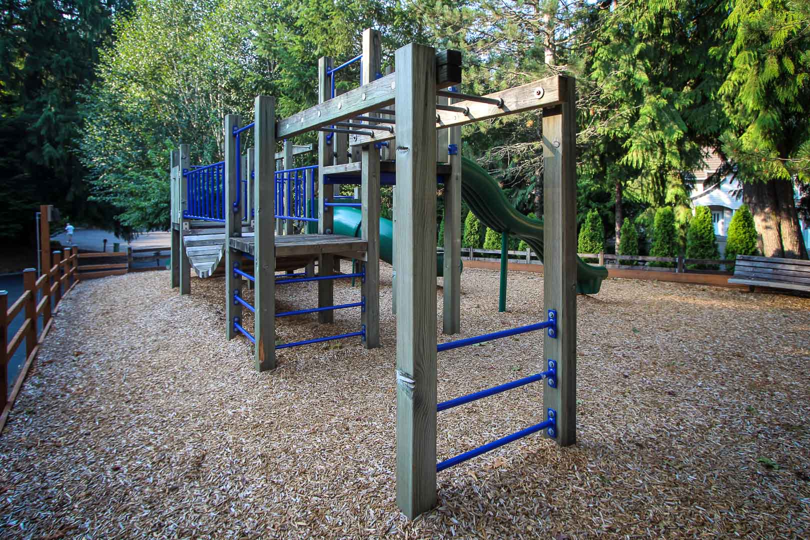A spacious outside playground at VRI's Whispering Woods Resort in Oregon.